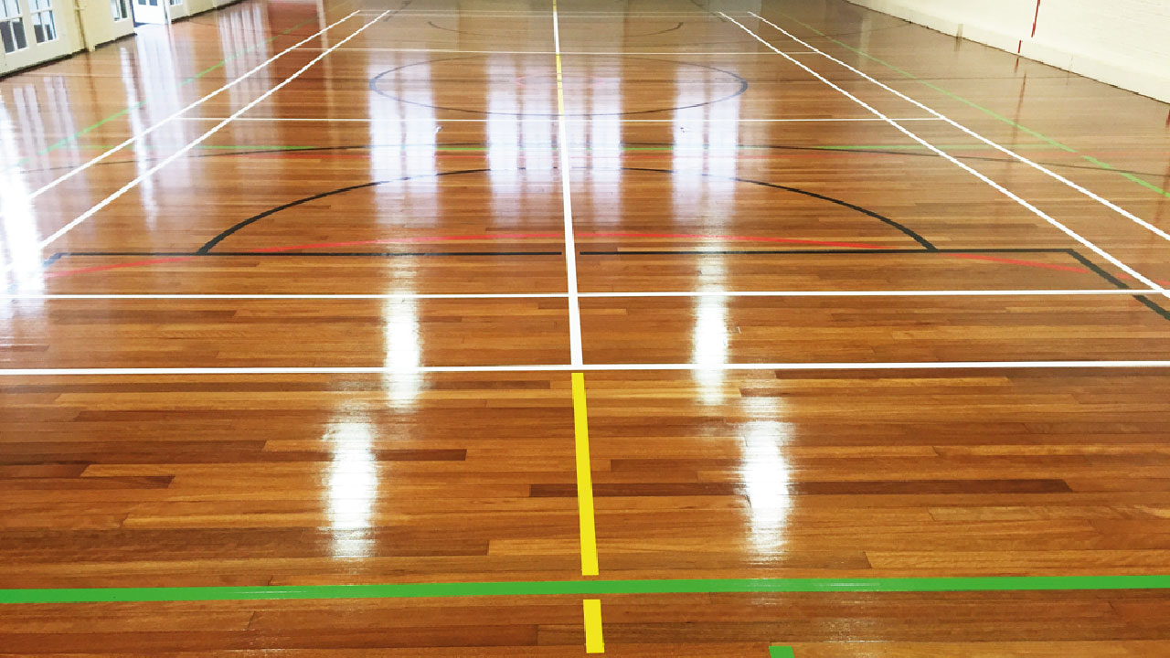 wood floor renovation to sports hall